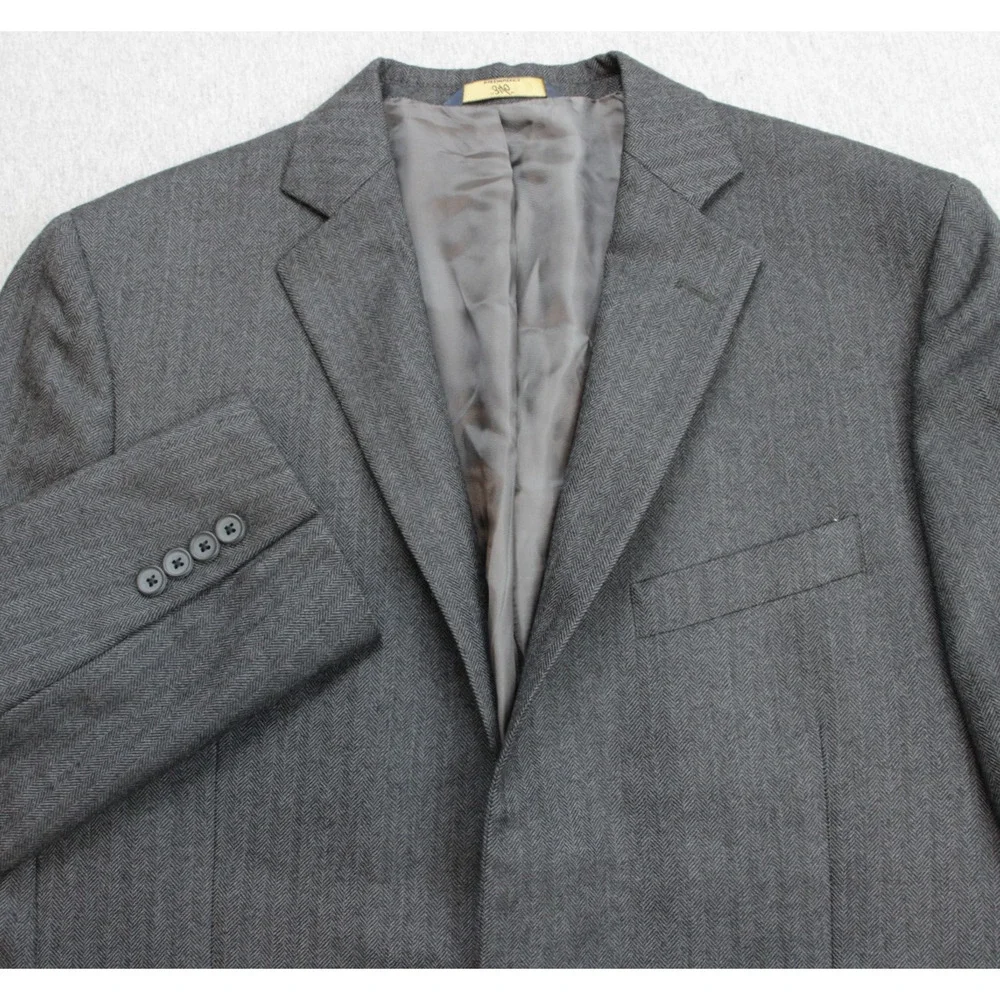 Brooks Brothers 346 Blazer Mens 42L Gray Herringbone Fitzgearlad Fit 100% Wool